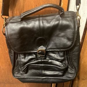 Black leather shoulder bag
